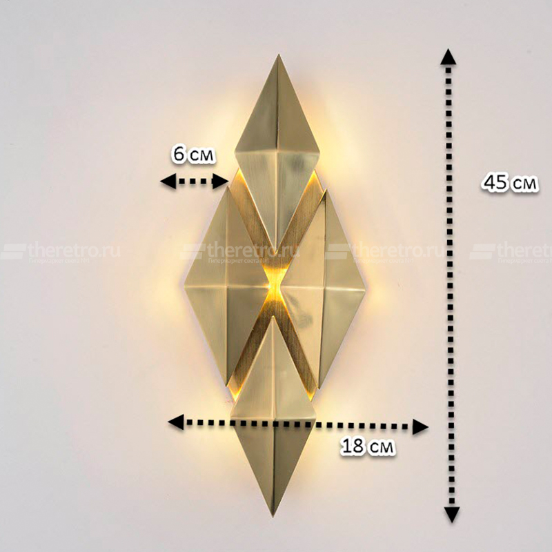 Настенное бра в виде ромба Modern Designer Gold Rhombus A фото 3 Настенное бра в виде ромба Modern Designer Gold Rhombus A фото 3