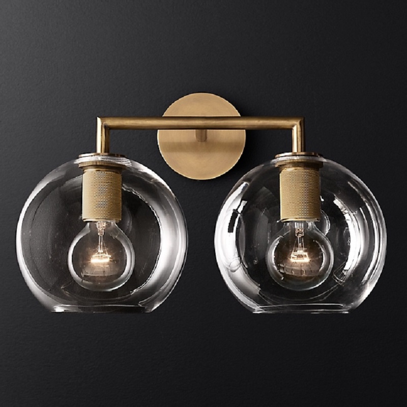 Бра RH Utilitaire Globe Shade Double Sconce Черный фото 3 Бра RH Utilitaire Globe Shade Double Sconce Черный фото 3
