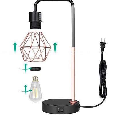 Настольная лампа Rose Gold Cylinder Table Lamp фото 10