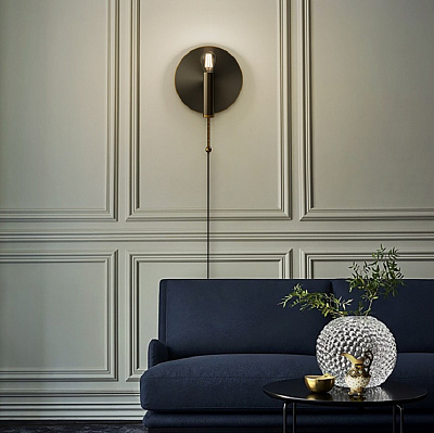 Бра Gold Round Backing Exposed Bulb Sconce Золотой фото 10