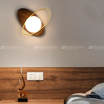 Настенный светильник каплевидной формы с шарообразный стеклянным плафоном внутри металлического эллипса ULTIMA A Темный фото 5