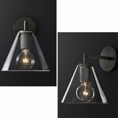 Бра RH Utilitaire Funnel Shade Single Sconce Никель фото 9