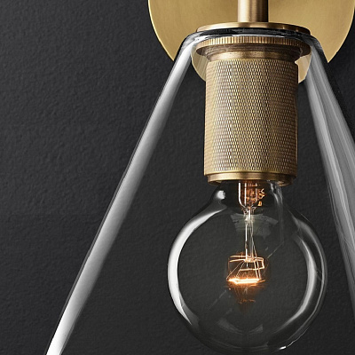 Бра RH Utilitaire Funnel Shade Double Sconce Латунь фото 6